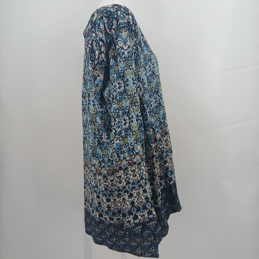 J.Jill Blue & Teal Paisley Rayon Blouse Long Sleeve Size XL tunic top - Picture 7 of 7